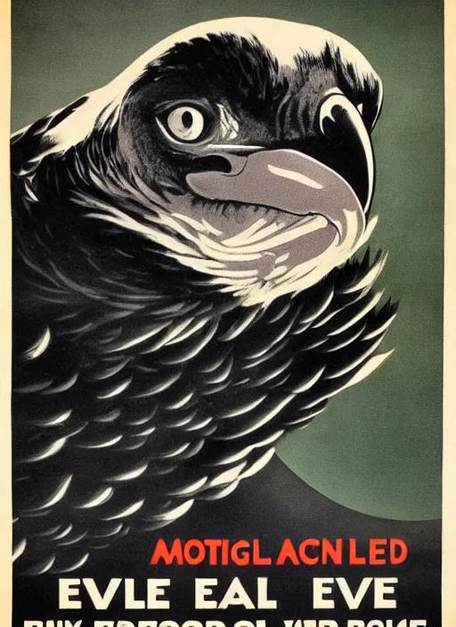 Image similar to vulture eye in 1940s propaganda poster, full hd,highly detailed