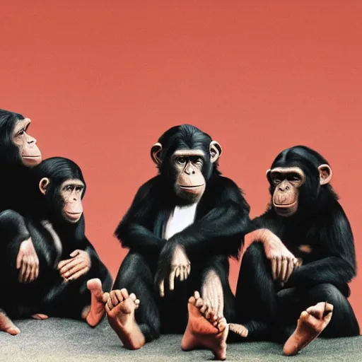 Prompt: the beatles as chimpanzees