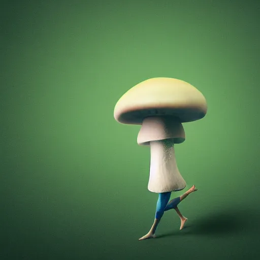 Image similar to cute alien mushroom girl side view photography model full body style of jonathan zawada, thisset colours simple background objective