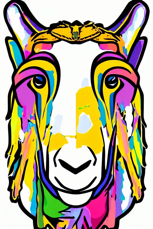 Image similar to A portrait of a goat wearing a sweatband, sticker, colorful, illustration, highly detailed, smooth and clean vector curves, no jagged lines, vector art, smooth