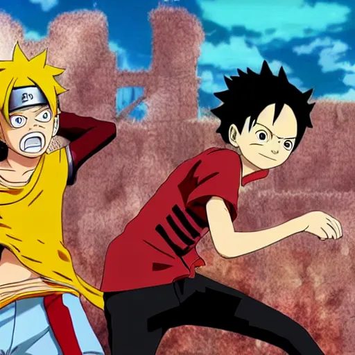 Image similar to boruto fighting luffy