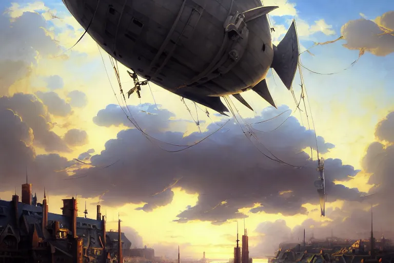 KREA - a large 1 8 th century pirate airship flying among the clouds,  soaring through the sky, airship, digital art, pirate ship, vivid colors,  artgerm, james gilleard, beautiful, highly detailed, intricate,