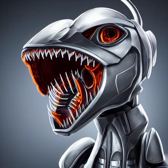 Image similar to close up mawshot of a cute elegant beautiful stunning anthropomorphic female robot dragon, with sleek silver metal armor, glowing OLED visor, facing the camera, the open maw being highly detailed and soft, with a gullet at the end, food pov, prey pov, about to be eaten, vore, digital art, pov furry art, anthro art, furry, warframe art, high quality, 3D realistic, dragon mawshot, maw art, macro art, micro art, dragon art, Furaffinity, Deviantart, Eka's Portal, G6