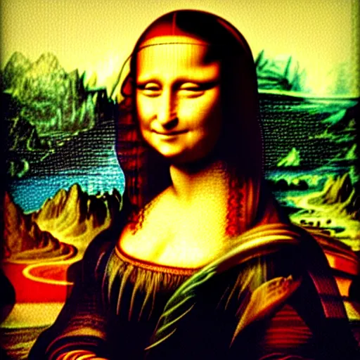 Prompt: the Mona Lisa done by Lisa Frank