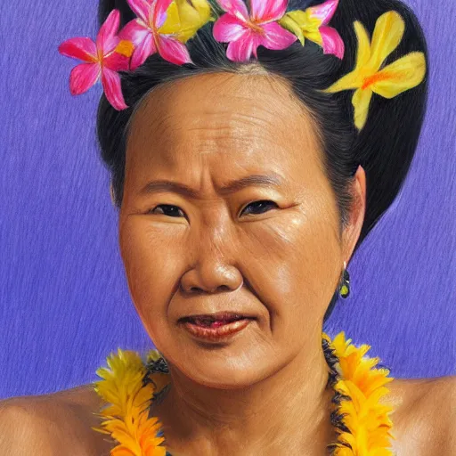 Prompt: A photorealistic portrait of a Hawaiian woman, 8k, photorealistic