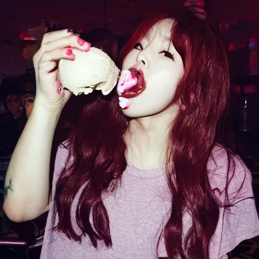 Prompt: Hyuna eating ice cream