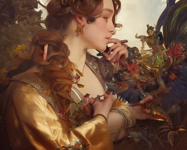 Image similar to photography of jan van kessel the elder, deep focus, d & d, fantasy, intricate, elegant, highly detailed, digital painting, artstation, concept art, matte, sharp focus, illustration, hearthstone, art by artgerm and greg rutkowski and alphonse mucha