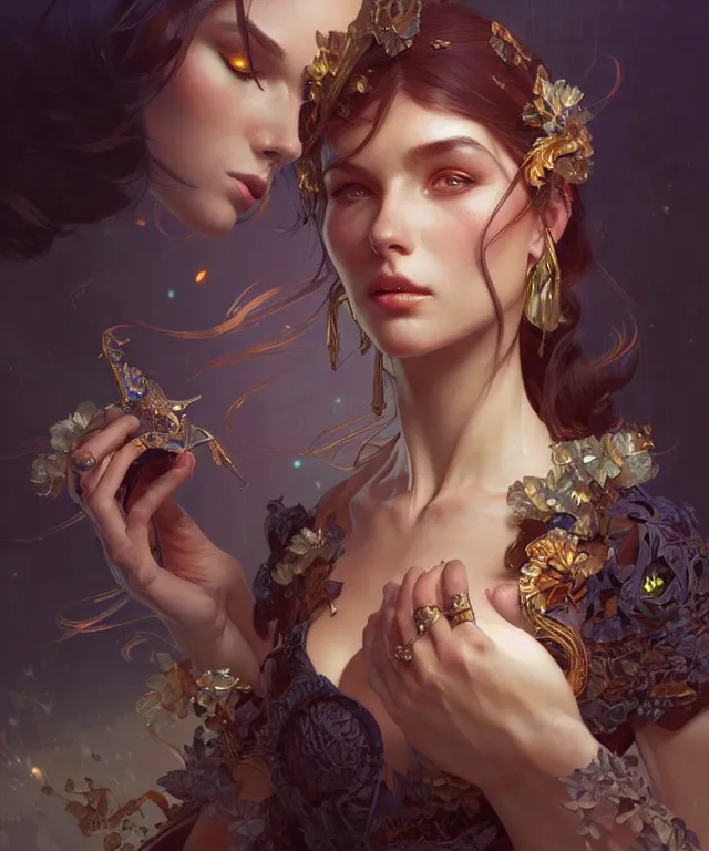 Image similar to Lucien Foort, DJ, fantasy, intricate, elegant, highly detailed, digital painting, artstation, concept art, smooth, sharp focus, illustration, art by artgerm and greg rutkowski and alphonse mucha