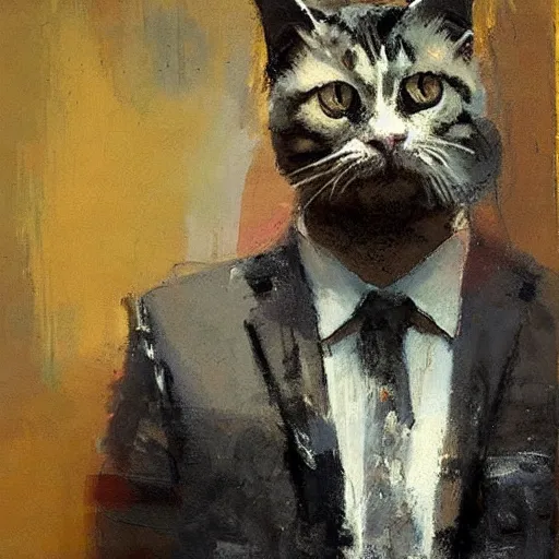 Image similar to nick offerman with cat body, jeremy mann painting