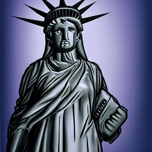 Image similar to poster art, the statue of liberty holding an ar - 1 5, volumetric lighting, extreme detail