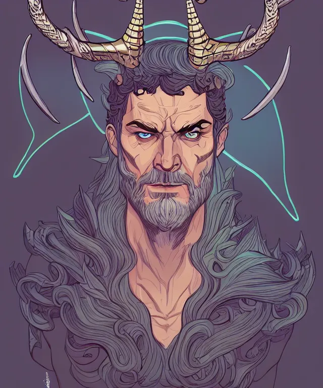 Image similar to a portrait of zeus with horns, fantasy, elegant, digital painting, artstation, concept art, matte, sharp focus, illustration, art by josan gonzalez