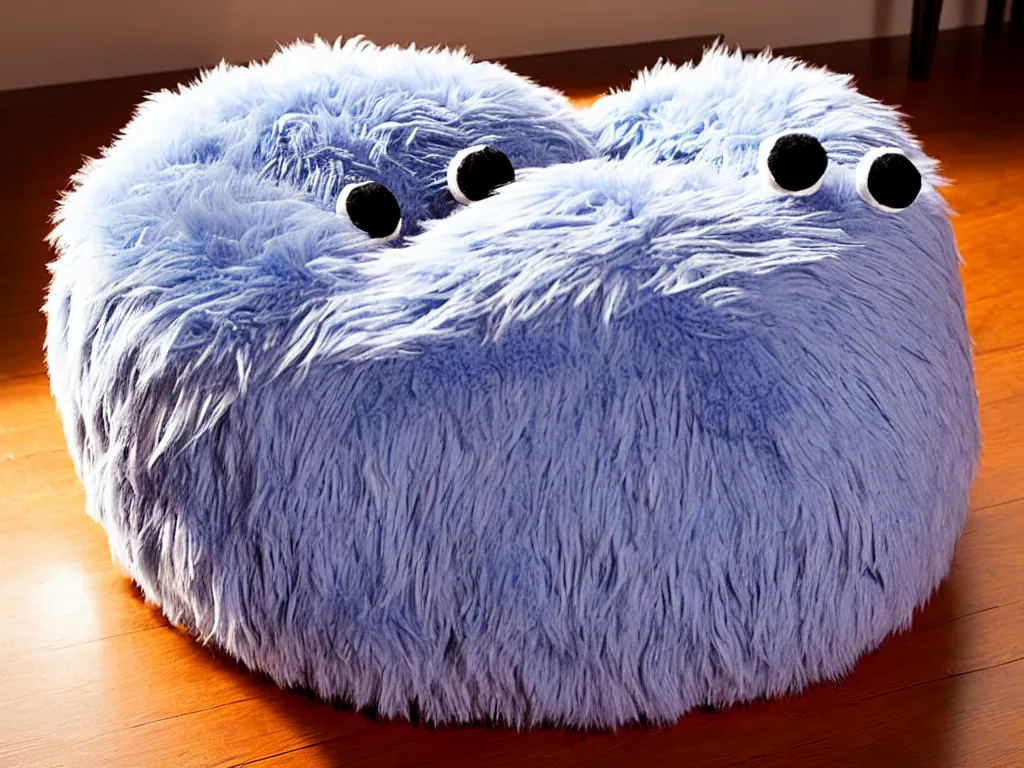 Image similar to a cute fuzzy plush round monster