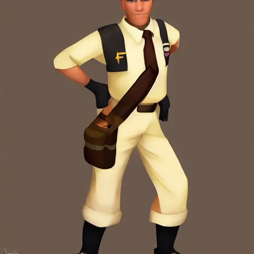 Image similar to scout from team fortress 2, full length portrait