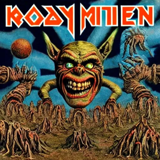 Image similar to boglins on iron maiden album cover, 8 k resolution hyperdetailed scary dystopian surrealism