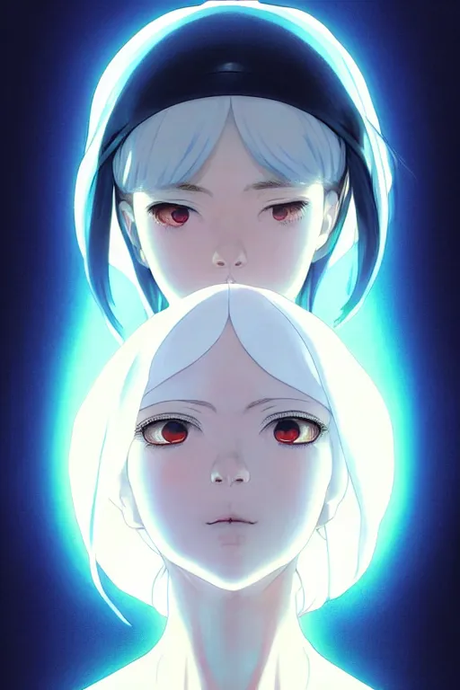 Image similar to portrait Anime cyborg girl in nun clothes, holy church, cute-fine-face, white-hair pretty face, realistic shaded Perfect face, fine details. Anime. realistic shaded lighting by Ilya Kuvshinov katsuhiro otomo ghost-in-the-shell, magali villeneuve, artgerm, rutkowski, WLOP Jeremy Lipkin and Giuseppe Dangelico Pino and Michael Garmash and Rob Rey