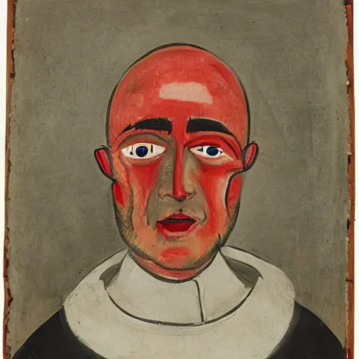 Image similar to portrait of alexander abdulov, with a red eyes, satanic body, head of old man