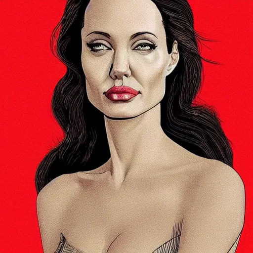 Image similar to “ angelina jolie retro minimalist portrait by jean giraud, moebius starwatcher comic, 8 k ”