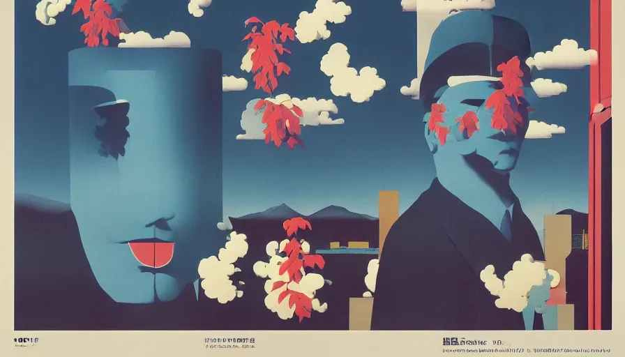 Image similar to Japan travel discoveries and sights explorations, a poster design for a contemporary graphic design exhibition, by Rene Magritte, Andy Warhol, Alex Yanes, Tadanori Yokoo, Yoshio Awazu