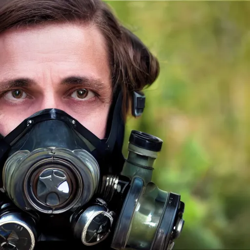 Image similar to 8 k uhd black and wait portrait from jesus wear gas mask, uhd details, national geography winning photo contest