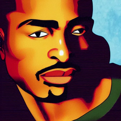 Image similar to Tupac Shakur, screenshot from a 2012s anime