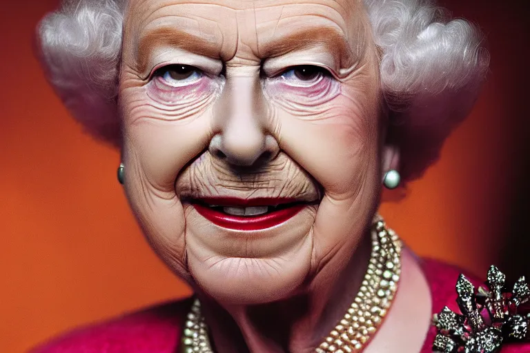 Image similar to closeup portrait of queen elizabeth as sauron, natural light, sharp, detailed face, magazine, press, photo, steve mccurry, david lazar, canon, nikon, focus