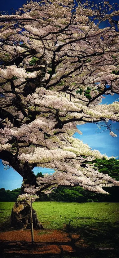 Image similar to “ a portrait photo of tyrannosaurus at a sakura tree, side shot, by shunji dodo, 8 k resolution, high quality ”