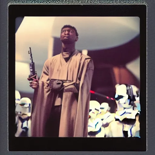 Image similar to polaroid shot of 2 1 savage in star wars audtion