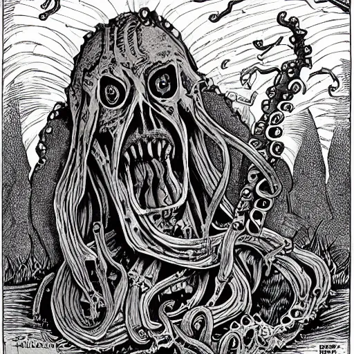 Prompt: H.P. lovecraft, dunwitch horror, eldritch abomination