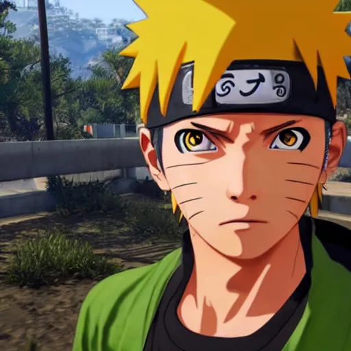 Image similar to Naruto in GTA V, highly detailed, soft lighting 8k resolution