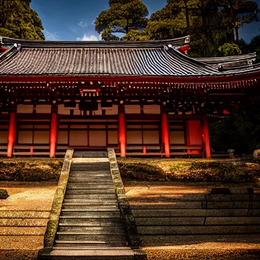 Image similar to photo of an abandoned Japanese temple, cinematic, light rays, 8k,