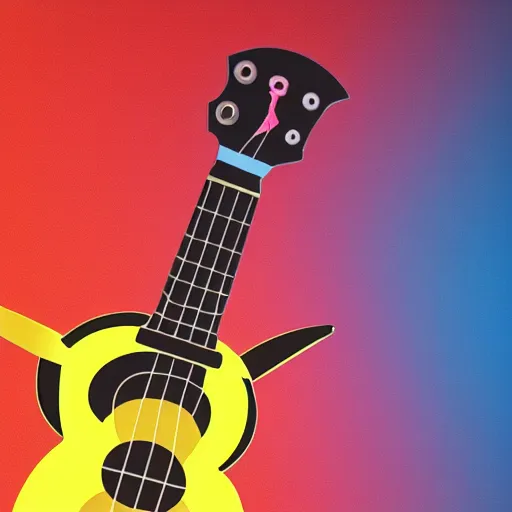 Prompt: a cute futuristic ukulele with pikachu, 8k, digital art, trending on artstation,