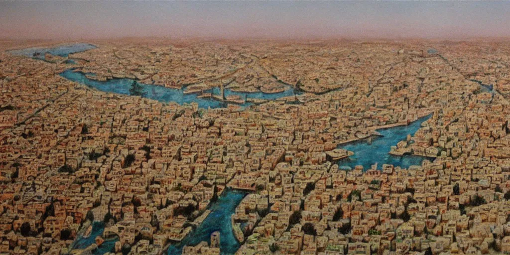 Prompt: very very very beautiful oil painting of Baghdad in the 1990s, 4k detailed, very very well detailed image, 8k