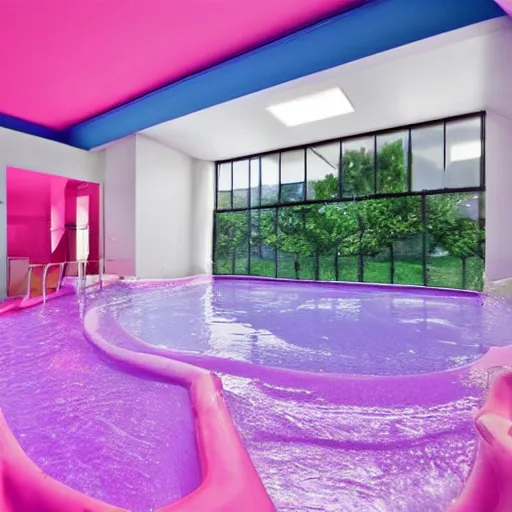 Prompt: a room with a pink pool in the middle of it, featured on tumblr, institutional critique, seapunk, aesthetic, y 2 k aesthetic