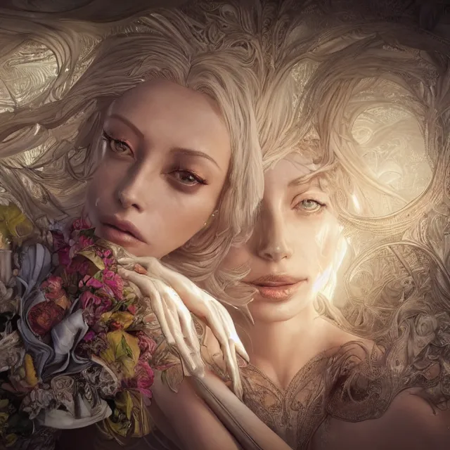 Image similar to the portrait of isabelledeltore as an absurdly beautiful, graceful, elegant, sophisticated, an ultrafine hyperdetailed illustration by kim jung gi, irakli nadar, intricate linework, bright colors, octopath traveler, final fantasy, unreal engine 5 highly rendered, global illumination, radiant light, detailed and intricate environment