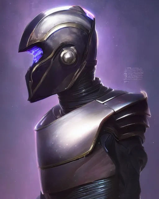 Prompt: character concept of iridescent sinewy smooth muscular male sleek glossy indigo black pearlescent scifi armor with smooth flowing black featureless helmet, by greg rutkowski, mark brookes, jim burns, tom bagshaw, magali villeneuve, trending on artstation