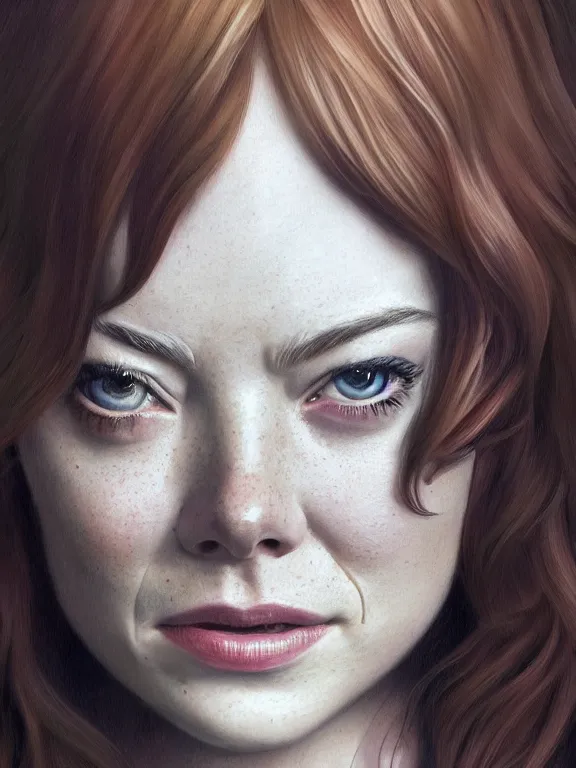 Image similar to emma stone as a very old mary jane watson, digital painting, extremely detailed, 4 k, intricate, brush strokes, mark arian, artgerm, bastien lecouffe - deharme
