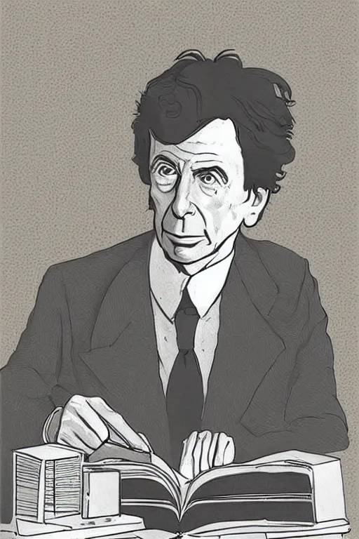 Image similar to portrait of bertrand russell, by adrian tomine