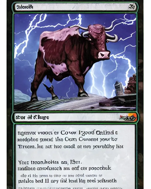 Prompt: MTG card called Storm Cow