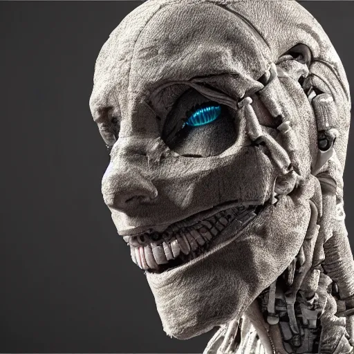 Image similar to robotic mummy, hyper realistic, highly detailed, cinematic lighting, octane render