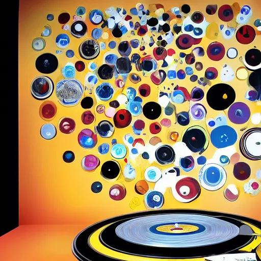 Image similar to vinyl records as abstract art, concept art, digital art, japanese art