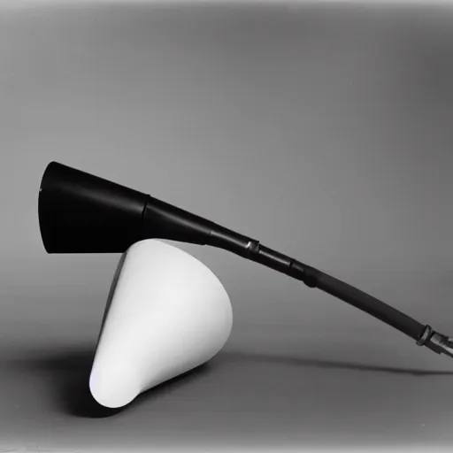 Image similar to a vacuum designed by isamu noguchi, studio photograph, white background