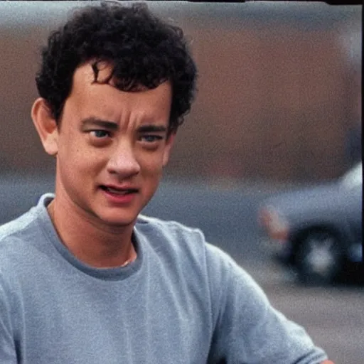 Prompt: young tom hanks running