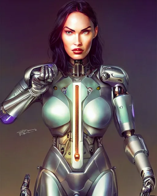 Image similar to weta disney pixar movie still portrait photo of megan fox as cyborg woman by pixar, by weta, wlop, ilya kuvshinov, rossdraws, artgerm, maxim cover, latex, sweaty, iridescent, bright morning, anime, liosh, mucha