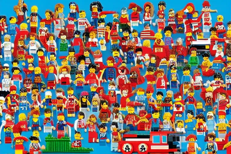 Prompt: where's waldo 1 9 8 5 lego set