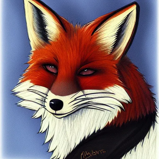 Prompt: headshot portrait of an anthropomorphic cartoon style fox fursona, drawn by Falvie, fleurfurr, trending on furaffinity