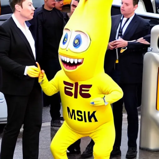 Image similar to elon musk in a banana suit