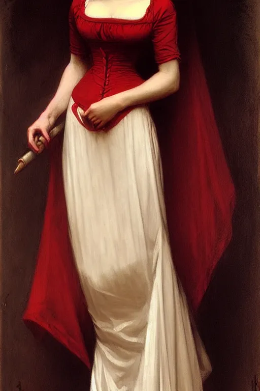 Image similar to victorian vampire in red dress, painting by rossetti bouguereau, detailed art, artstation