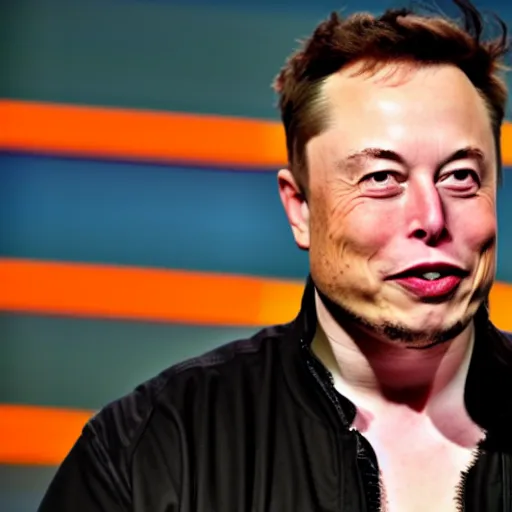 Image similar to elon musk wearing orange face