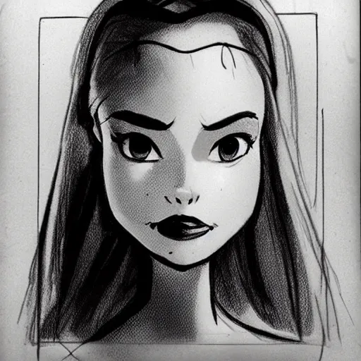 Image similar to milt kahl sketch of princess padme from star wars episode 3 with hair tendrils