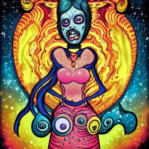 Image similar to Cosmic love in lowbrow art style